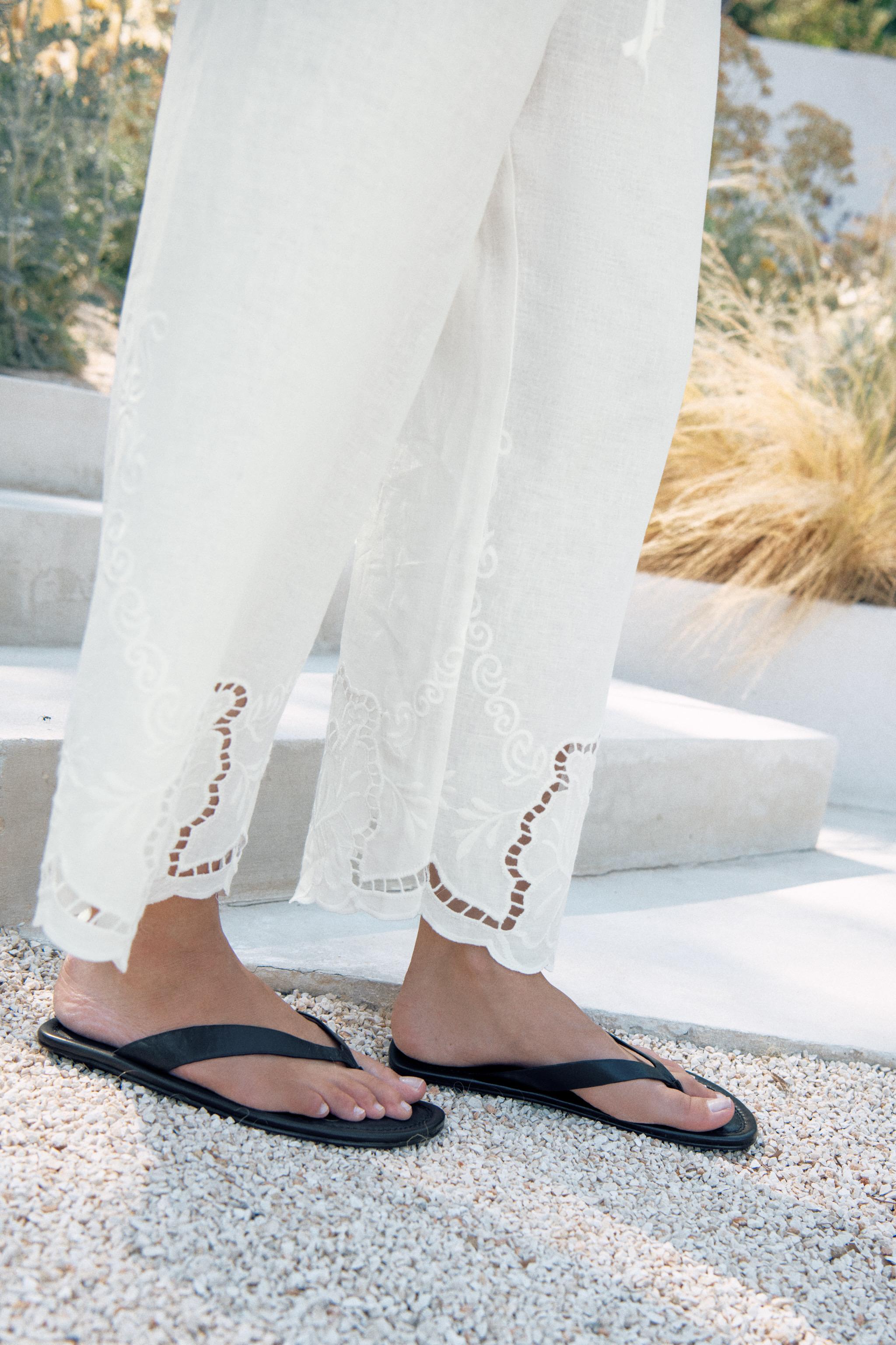 PANTALON BRODÉ EN LIN ZW COLLECTION